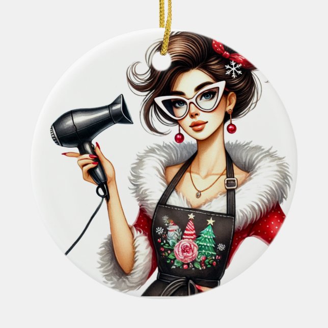 Personalized Christmas Ornament for Hairdresser (Front)