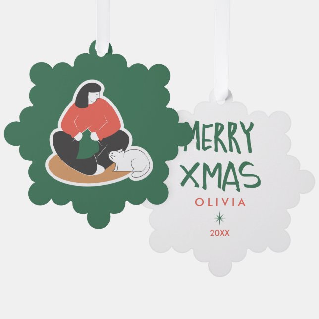 Personalized Christmas Ornaments – Cute Holiday  (Front/Back)