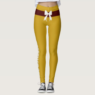 Personalized Christmas Oxblood Bow Saffron Gold Leggings