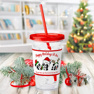 Personalized Christmas Pandas Acrylic Tumbler