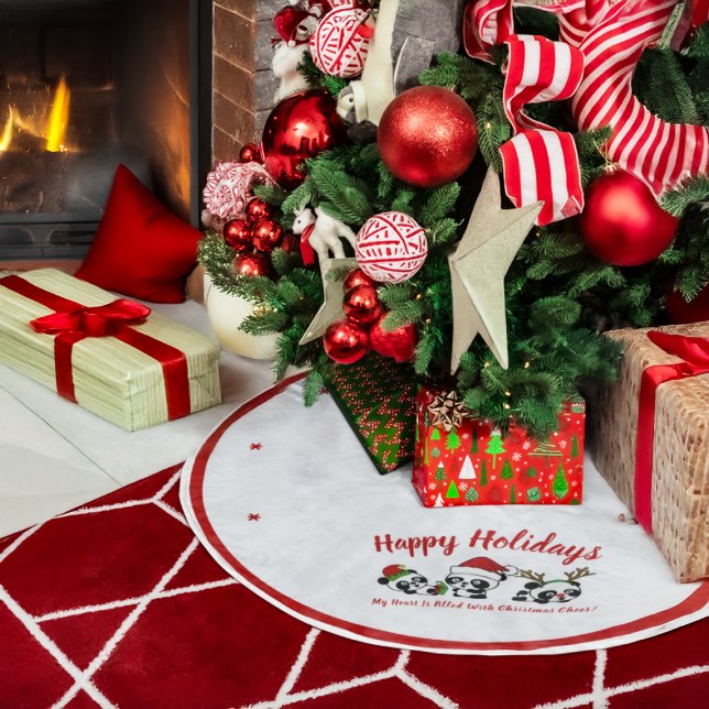 Personalized Christmas Pandas Brushed Polyester Tree Skirt (Creator Uploaded)