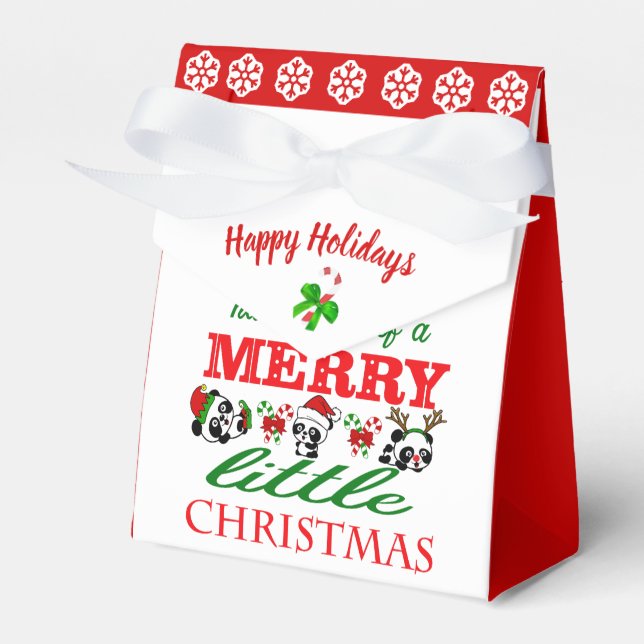 Personalized Christmas Pandas Christmas Favor Box (Front Side)
