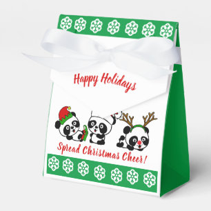Personalized Christmas Pandas Christmas Favor Box