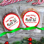 Personalized Christmas Pandas Classic Round Sticker<br><div class="desc">This Personalized Christmas Pandas design will fill you with Holiday Cheer. You can personalize all text to say something different if you like,  or you can keep it as is if you admire the original. Happy Holidays!!</div>