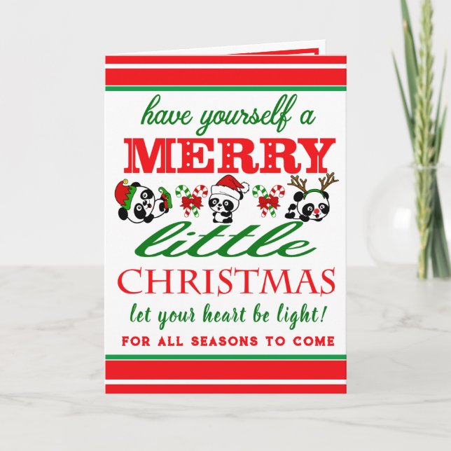 Personalized Christmas Pandas Holiday Card (Front)