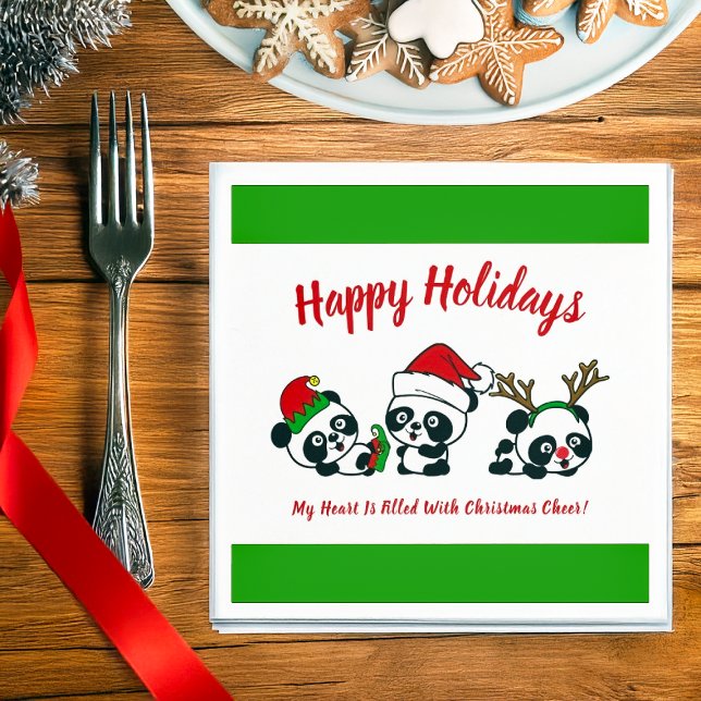 Personalized Christmas Pandas Napkin (Creator Uploaded)