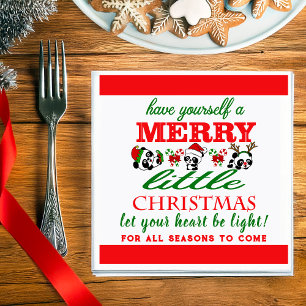 Personalized Christmas Pandas Napkin