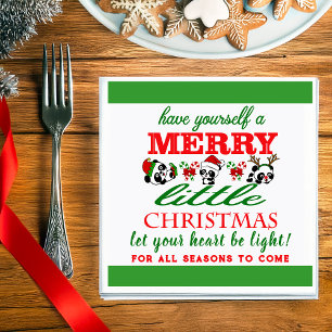 Personalized Christmas Pandas Napkin