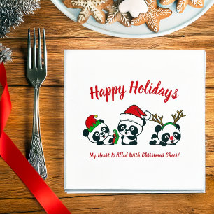 Personalized Christmas Pandas Napkin