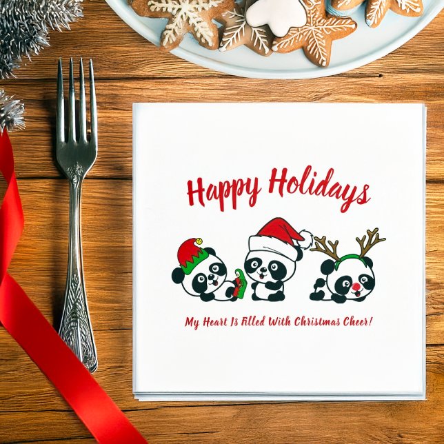 Personalized Christmas Pandas Napkin (Creator Uploaded)