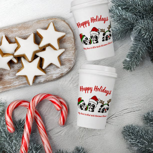 Personalized Christmas Pandas Paper Cups