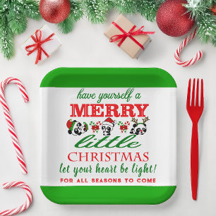 Personalized Christmas Pandas Paper Plate