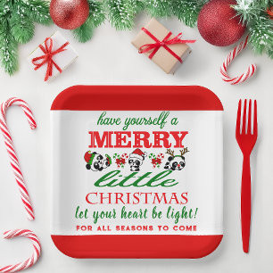 Personalized Christmas Pandas Paper Plate