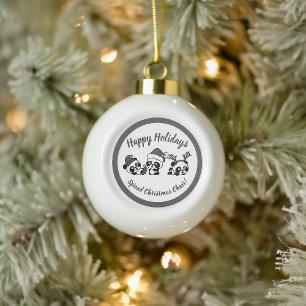 Personalized Christmas Pandas Snowflake Pewter Christmas Ornament