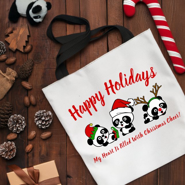 Personalized Christmas Pandas Tote Bag (Creator Uploaded)
