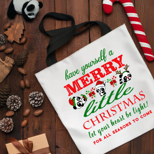 Personalized Christmas Pandas Tote Bag
