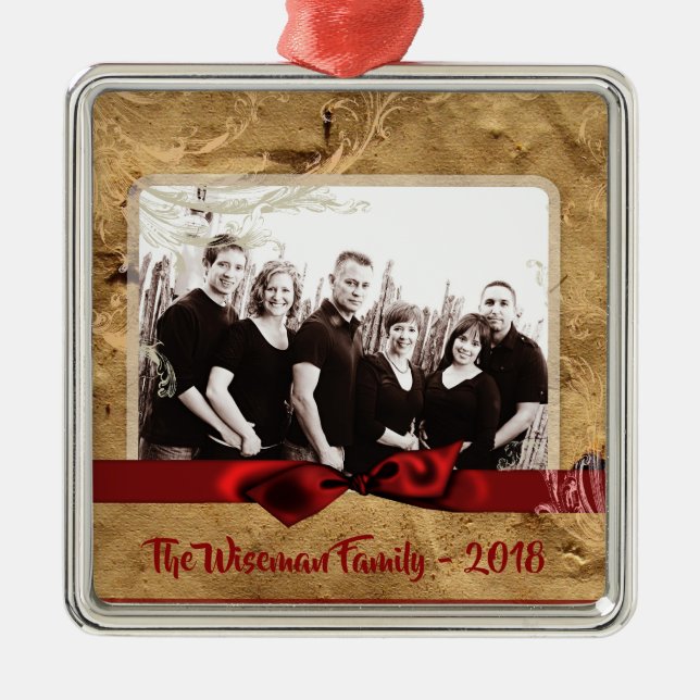 Personalized Christmas Paper Bag PHOTO Ornament (Front)
