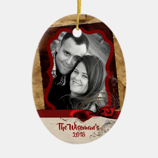 Personalized Christmas Paper Bag PHOTO Ornament (Front)