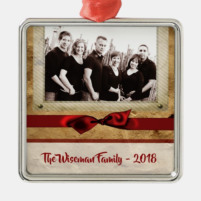 Personalized  Christmas Paper Bag PHOTO Ornament (Front)