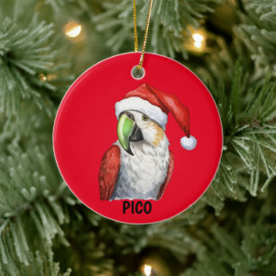 Personalized Christmas Parrot Ceramic Ornament