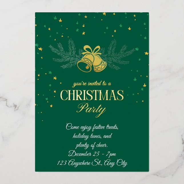 Personalized Christmas Party Foil Holiday Card (Front)