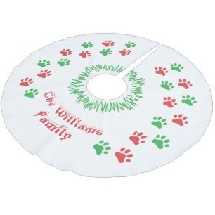 Personalized Christmas Paw Prints Tree Skirt