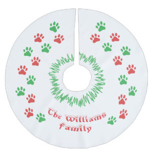 Personalized Christmas Paw Prints Tree Skirt