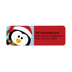 Personalized Christmas Penguin Address Labels