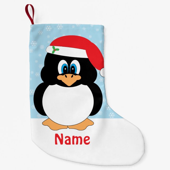 Personalized Christmas Penguin Small Christmas Stocking (Front)