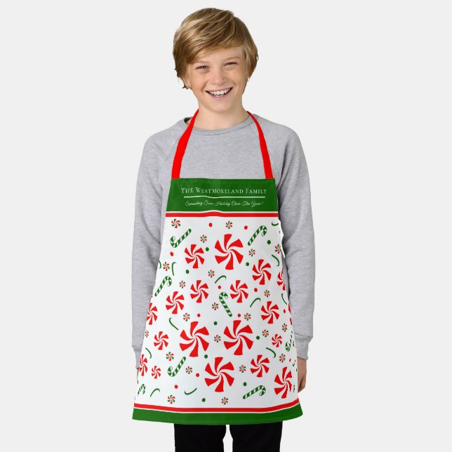 Personalized Christmas Peppermint Candy Apron (Worn)
