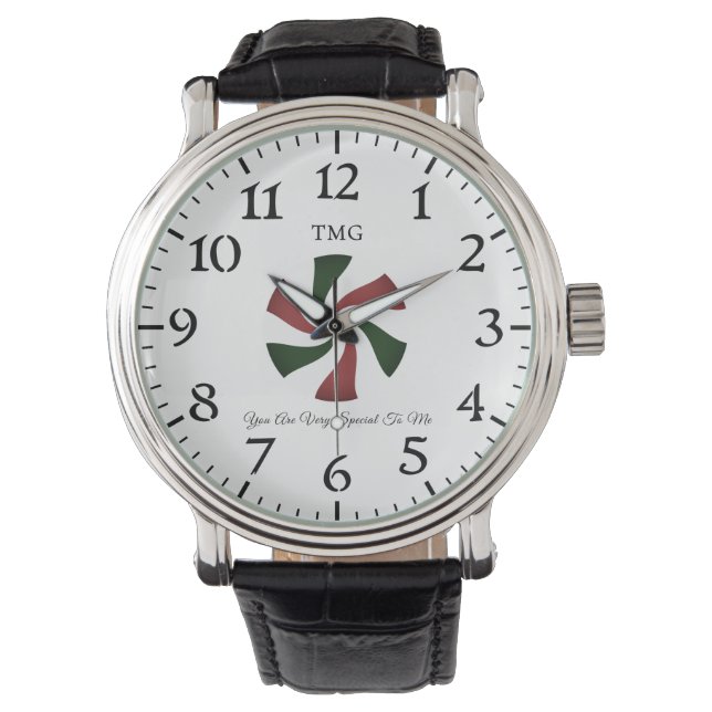 Personalized Christmas Peppermint Candy Watch (Front)