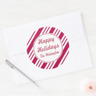 Personalized Christmas Peppermint Holiday Stickers
