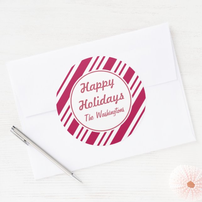 Personalized Christmas Peppermint Holiday Stickers (Envelope)