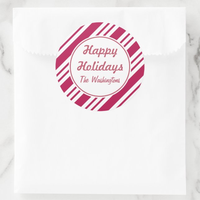 Personalized Christmas Peppermint Holiday Stickers (Bag)
