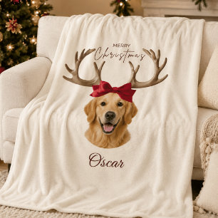 Personalized Christmas Pet Photo Name Blanket