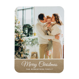 Personalized Christmas photo classic gold sparklle Magnet