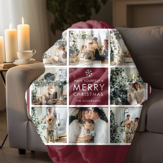 Personalized Christmas Photo Collage  Fleece Blanket (Creator Uploaded)