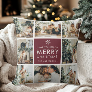 Personalized Christmas Photo Collage  Throw Pillow