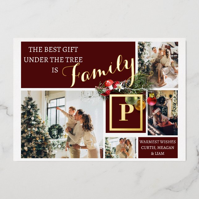Personalized Christmas Photo  Foil Holiday Card (Front)