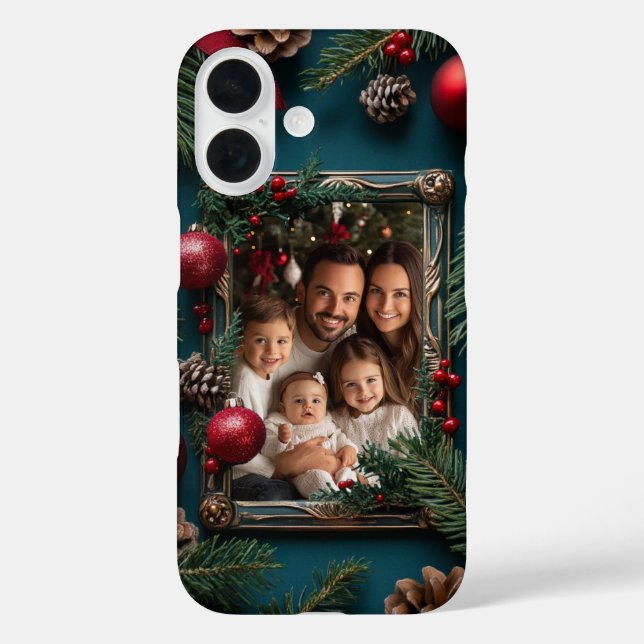 Personalized Christmas Photo Frame Pine Cones  Case-Mate iPhone Case (Back)