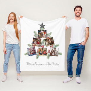Personalized Christmas photos tree Fleece Blanket