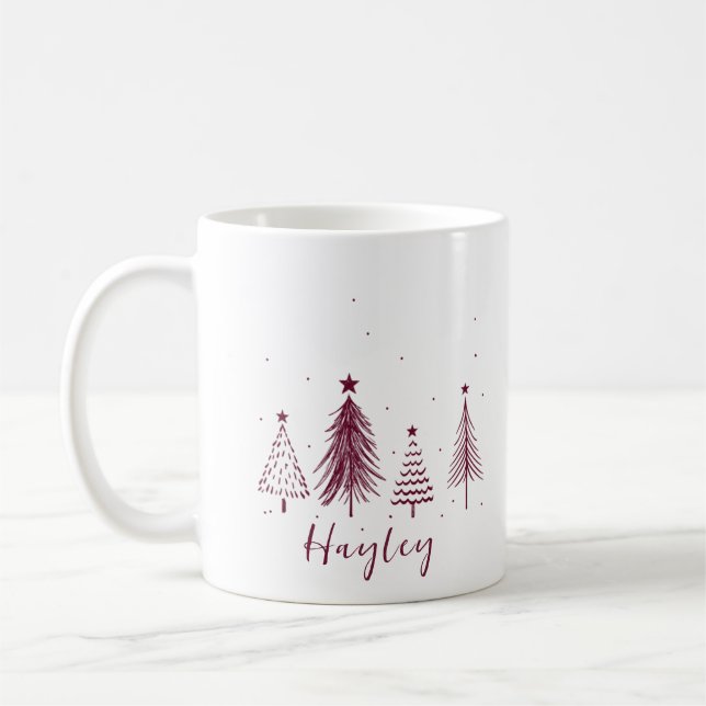 Personalized Christmas Pine Tree  Coffee Mug (Left)