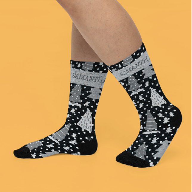 Personalized Christmas Pink Holiday Tree   Socks (Creator Uploaded)