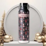 Personalized Christmas Pink Holiday Tree   Water Bottle<br><div class="desc">This design may be personalized in the area provided by changing the photo and/or text. Or it can be customized by choosing the click to customize further option and delete or change the colour of the background, add text, change the text colour or style, or delete the text for an...</div>