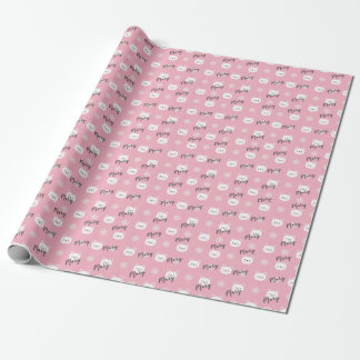 Personalized Christmas Pink Polar Bear Girl Wrapping Paper