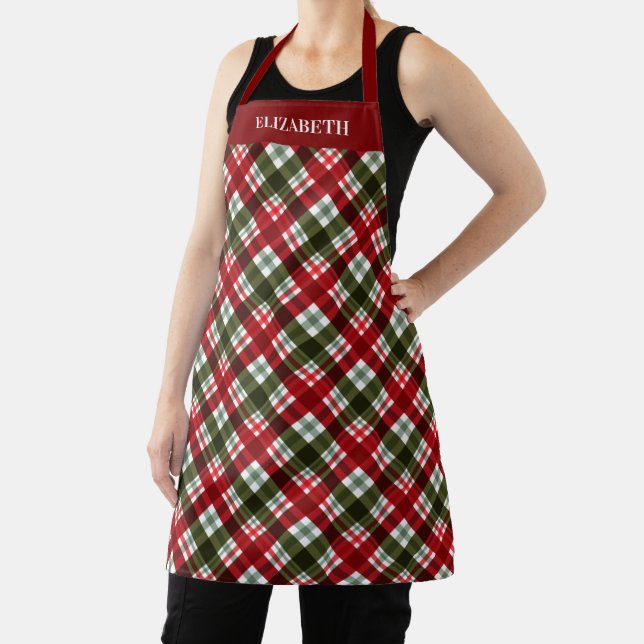 Personalized Christmas Plaid  Apron (Insitu)