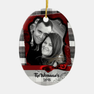 Personalized Christmas Plaid Lumber PHOTO Ornament