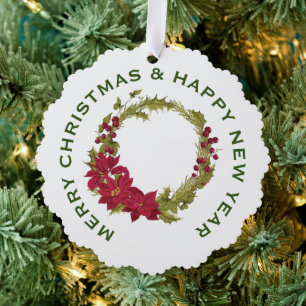 Personalized Christmas Poinsettia Ornament Card