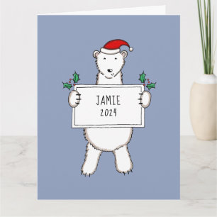Personalized Christmas Polar Bear Baby Card