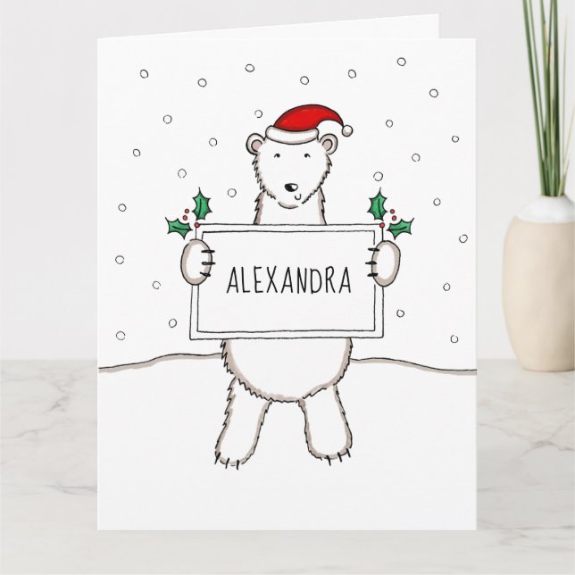 Personalized Christmas Polar Bear  Card (Front)